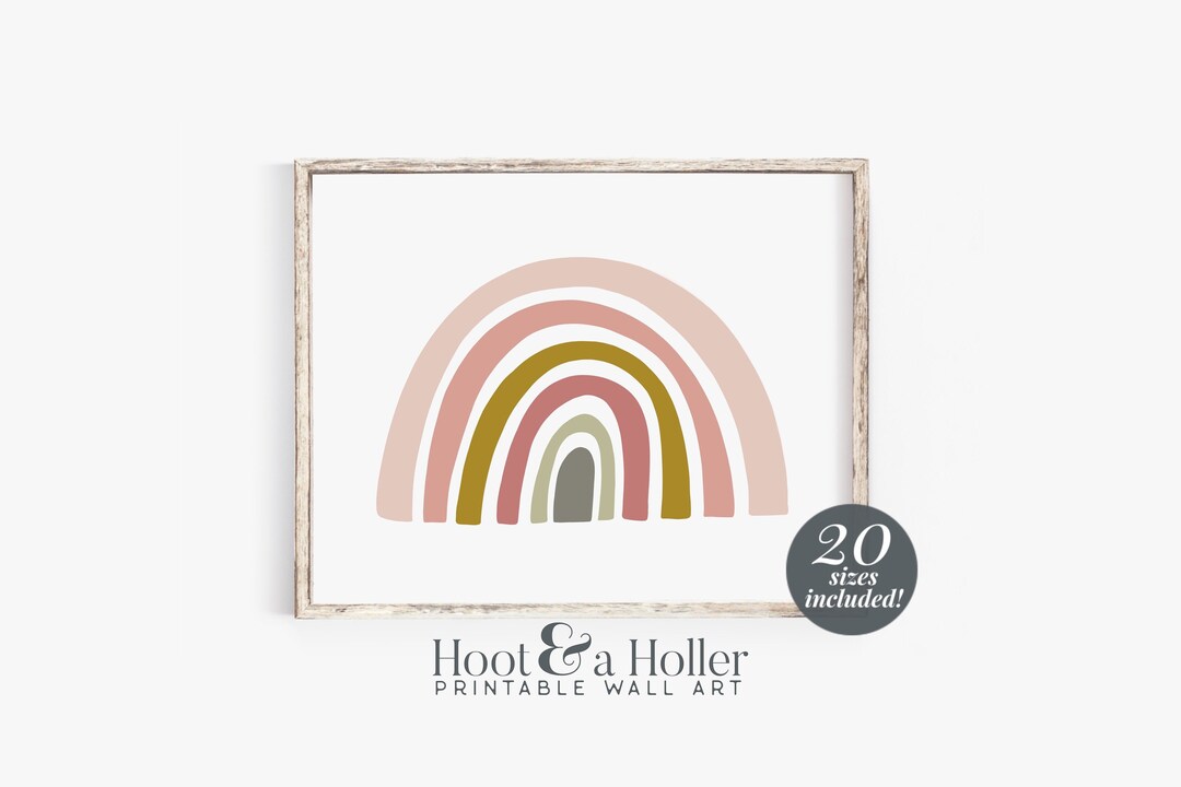 Rainbow Printable Wall Art | Neutral Boho Nursery Print | Girls Bedroom ...
