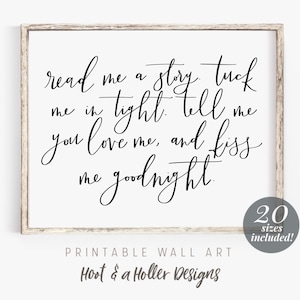 Read Me a Story Tuck Me In Printable Wall Art | Nursery Prints | Baby Shower Gifts | Farmhouse Decor Gifts for Baby Boy or Girl Mothers Day