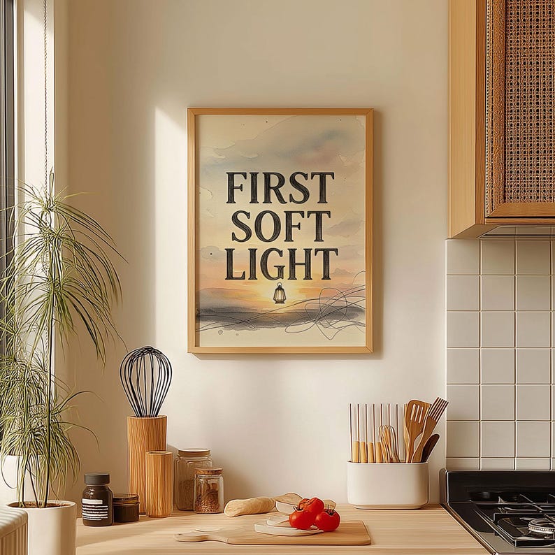 Minimalist Lantern Sunrise Wall Art, Inspirational Quote Poster, Soft ...