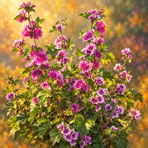 Mallow Flower Wall Art, Malva Sylvestris Print, Botanical Floral Decor, Pink Purple Bloom, Cottagecore Digital Download