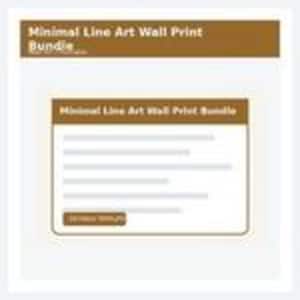 Peut inclure: Une interface graphique num&eacute;rique avec un en-t&ecirc;te marron portant le texte blanc Minimal Line Art Wall Print Bundle. En dessous, un encadr&eacute; blanc contient le m&ecirc;me titre, cinq lignes horizontales grises et un bouton marron marqu&eacute; Review Details.