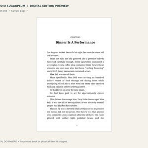 May include: A digital preview of a book page titled Studio Sugarplum, featuring the text Chapter 1 Dinner Is A Performance. The page contains several paragraphs of black text on a white background, with the page number 2 at the bottom center.