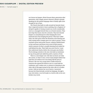May include: A digital preview of page 6 from a Studio Sugarplum book, labeled SSP-BK-001. The page features black text on a white background, beginning with the words 'not choose my keepers' and ending with the number 5 at the bottom center.
