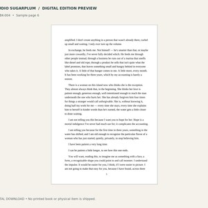 May include: A digital edition preview of a book page from Studio Sugarplum, labeled SSP-BK-004, sample page 6. The document features black text on a white background, containing several paragraphs of narrative prose and a page number at the bottom.