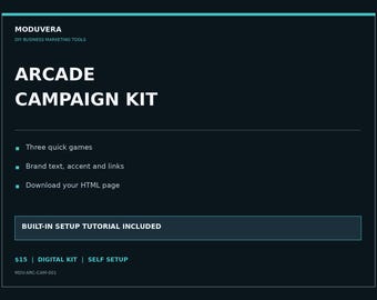 Branded Arcade Game Kit, DIY Business Promotion HTML Template, 3 Games and Setup Tutorial