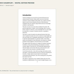 May include: A digital document preview titled Studio Sugarplum, displaying sample page 5 of a book. The text is headed Introduction and discusses artificial intelligence in business software, with a page number 4 at the bottom center.