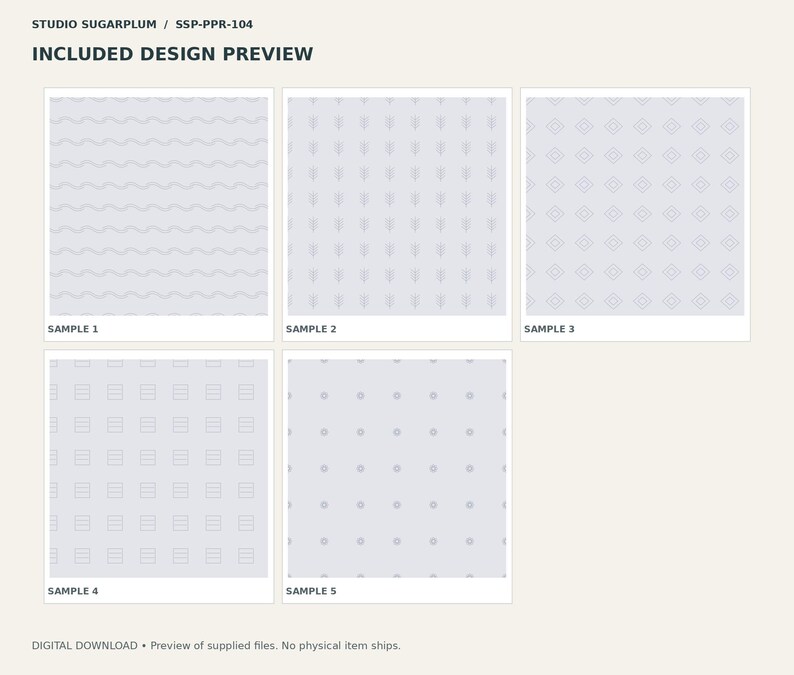 Vintage Heritage Mini Paper Pack 4 | 5 Patterns | JPG & SVG image 2