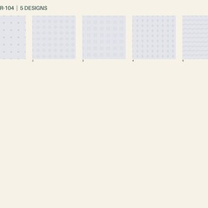 May include: A set of five light gray square paper sheets labeled SSP-PPR-104, each featuring a distinct pattern: small dots, diamond shapes, horizontal line squares, vertical dashes, and horizontal wavy lines, arranged in a single horizontal row.
