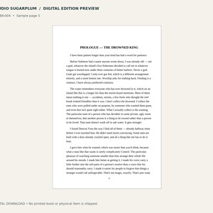 May include: A digital book sample page titled Studio Sugarplum, featuring the text Prologue - The Drowned King. The page contains several paragraphs of black printed text on a white background, with the page number 4 at the bottom center.