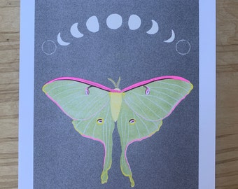 Risograph Print - Luna Moth 8.5x11"