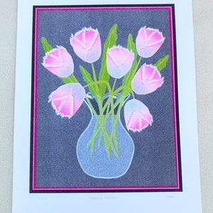 Risograph Print - Fancy Tulips 8.5 x 11