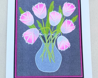 Risograph Print - Fancy Tulips 8.5 x 11