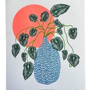 Risograph Print - Philodendron Sun 8.5x11"