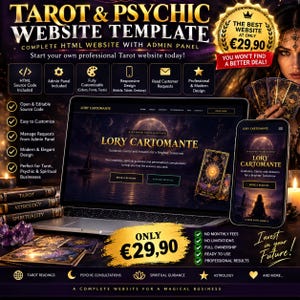 Modelo HTML Premium para Site de Tarot e Serviços Psíquicos com Painel Administrativo – Código-fonte Totalmente Editável