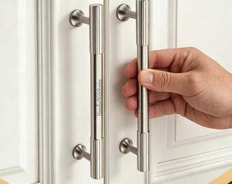 Tirador de armario de oro cepillado, tiradores minimalistas para armario, tirador de armario moderno, pomos cilíndricos de níquel cepillado para cajones, tiradores de barra largos de 320 mm