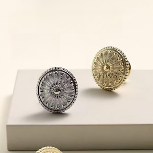 Vintage Carved Round Drawer Handles, Bronze Cabinet Knobs, Bright Gold Drawer Knobs Chrome Wardrobe Accessories kitchen cabinet hardware