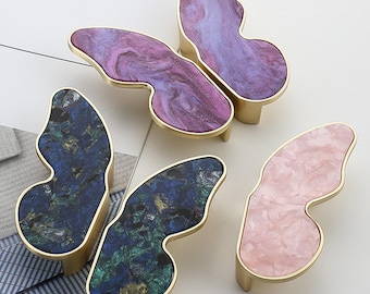 Tiradores de cajón grandes con forma de mariposa, tiradores de armario coloridos, tiradores de armario morados, tiradores de armario rosas, pomos de cómoda, tirador para habitación infantil de 32 mm