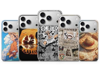 One Piece Luffy Zoro Sanji Fan Art Cover per telefono Anime Tipografia Arte Cappello di Paglia