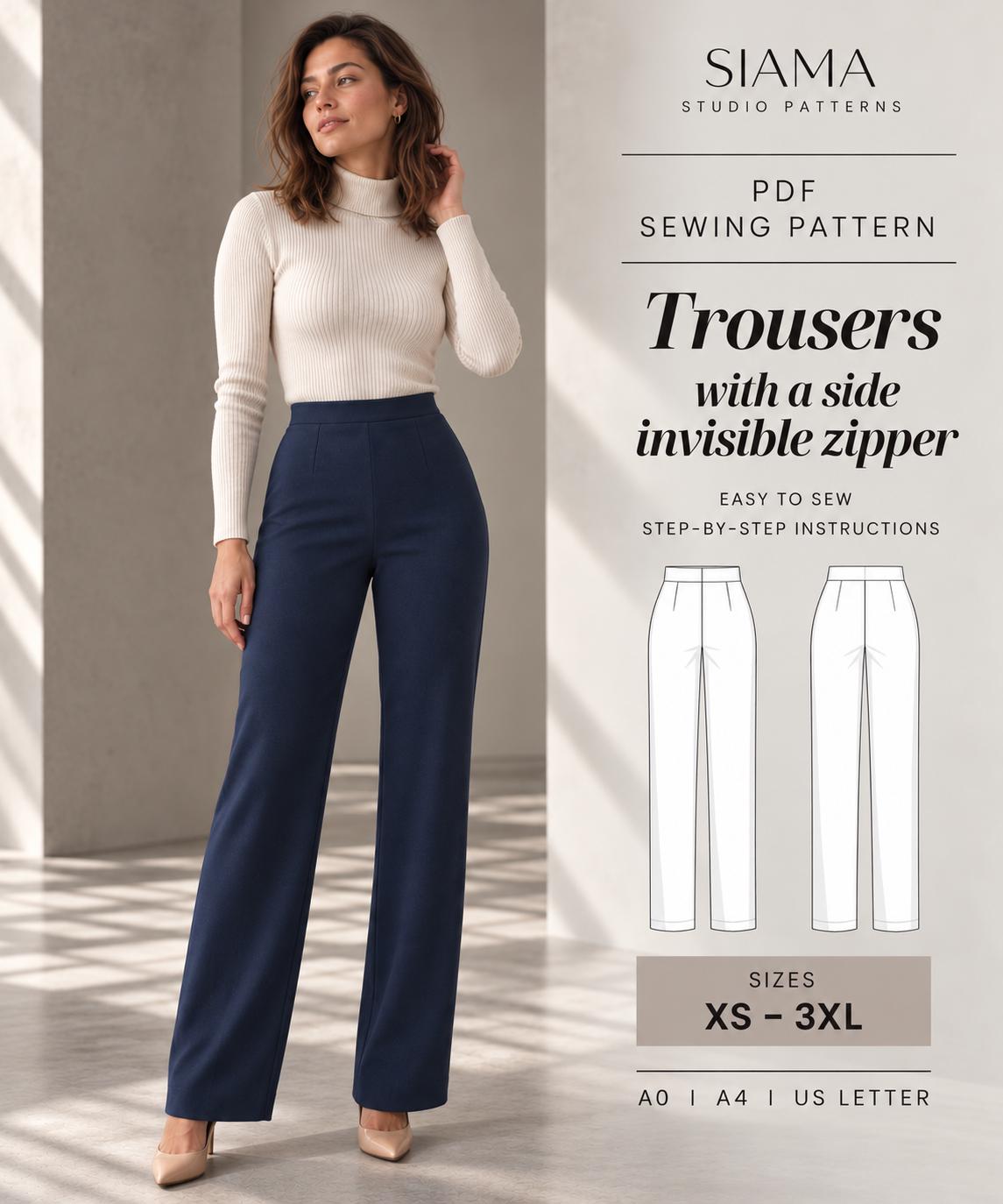 Flat Front Wide Leg Pants - Etsy