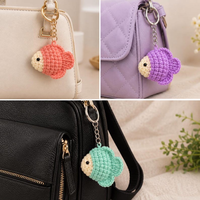 Crochet Fish Keychain Pattern PDF, Amigurumi Bag Charm Tutorial ...