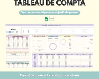 Accounting spreadsheet for streamers & content creators | Income and expenses, social security contributions, taxes, profits | Google Sheets