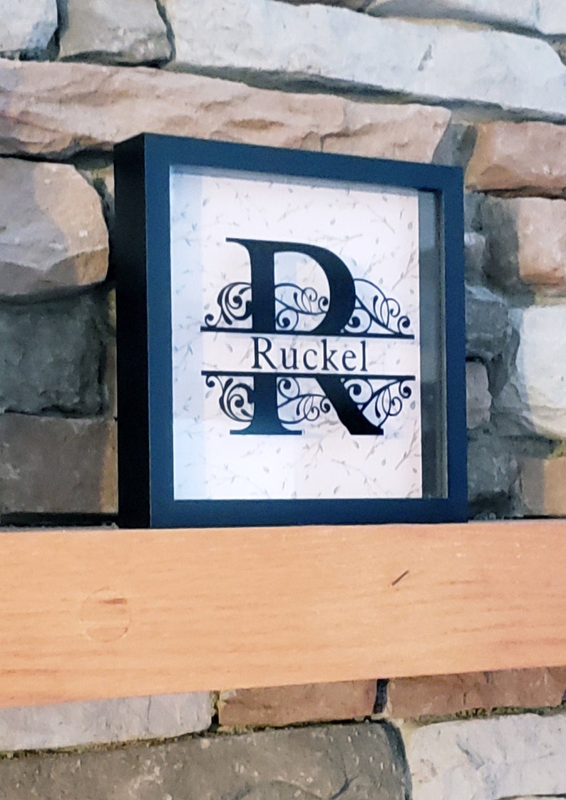 Monogram Shadow Box Personalized Shadow Box Last Name Etsy