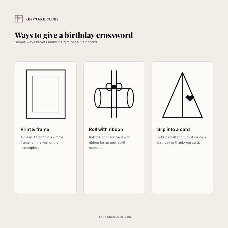 Gift ideas: the printed birthday crossword as a keepsake to solve together and keep