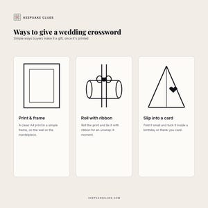 Gift ideas: the printed wedding crossword as a keepsake to solve together and keep
