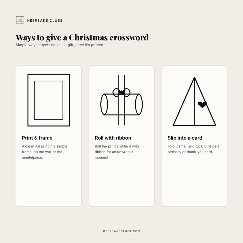 Gift ideas: the printed Christmas crossword as a keepsake to solve together and keep