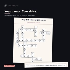 Personalised Friendship Crossword Puzzle, Best Friend Gift Made From Your Memories, Printable A4 PDF, We Write the Clues, Sent in 1-3 Days