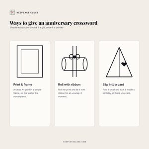 Gift ideas: the printed anniversary crossword as a keepsake to solve together and keep