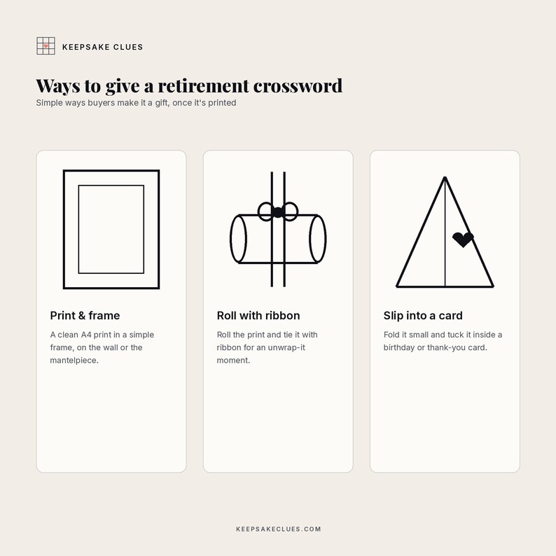 Gift ideas: the printed retirement crossword as a keepsake to solve together and keep