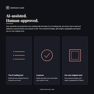 How the clues are written: AI-drafted wording, read and edited by a person, original crossword design