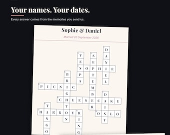 Personalised Wedding Crossword Puzzle, Custom Gift for the Couple, Made From Your Memories, Printable A4 PDF, Sent in 1-3 Days