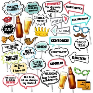 Adult Birthday Photo Booth Props, Adult Birthday Party Props, Funny Adult Party Props, Party Printables, Instant Download RPP24
