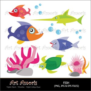 Fish, coral, under the sea, ocean, scrapbooking, under water world, Clipart, Digital Clip Art, Vector, jpg, png TFP-25