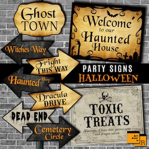 Halloween Party Signs, Funny Adult Halloween Party Printables, Arrow Road Signs, Instant Download RPS12