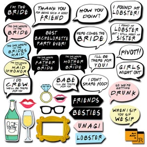 Friends Bachelorette Party Photo Booth Props, Bridal Shower Party Printables, Instant Download RPP65 image 2