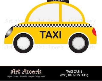 New York Taxi Cab, Cars, Yellow Car, Vehicle, Clipart, Digital