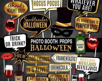 Halloween Photo Booth Props, Funny Adult Halloween Party Printables, Instant Download RPP63
