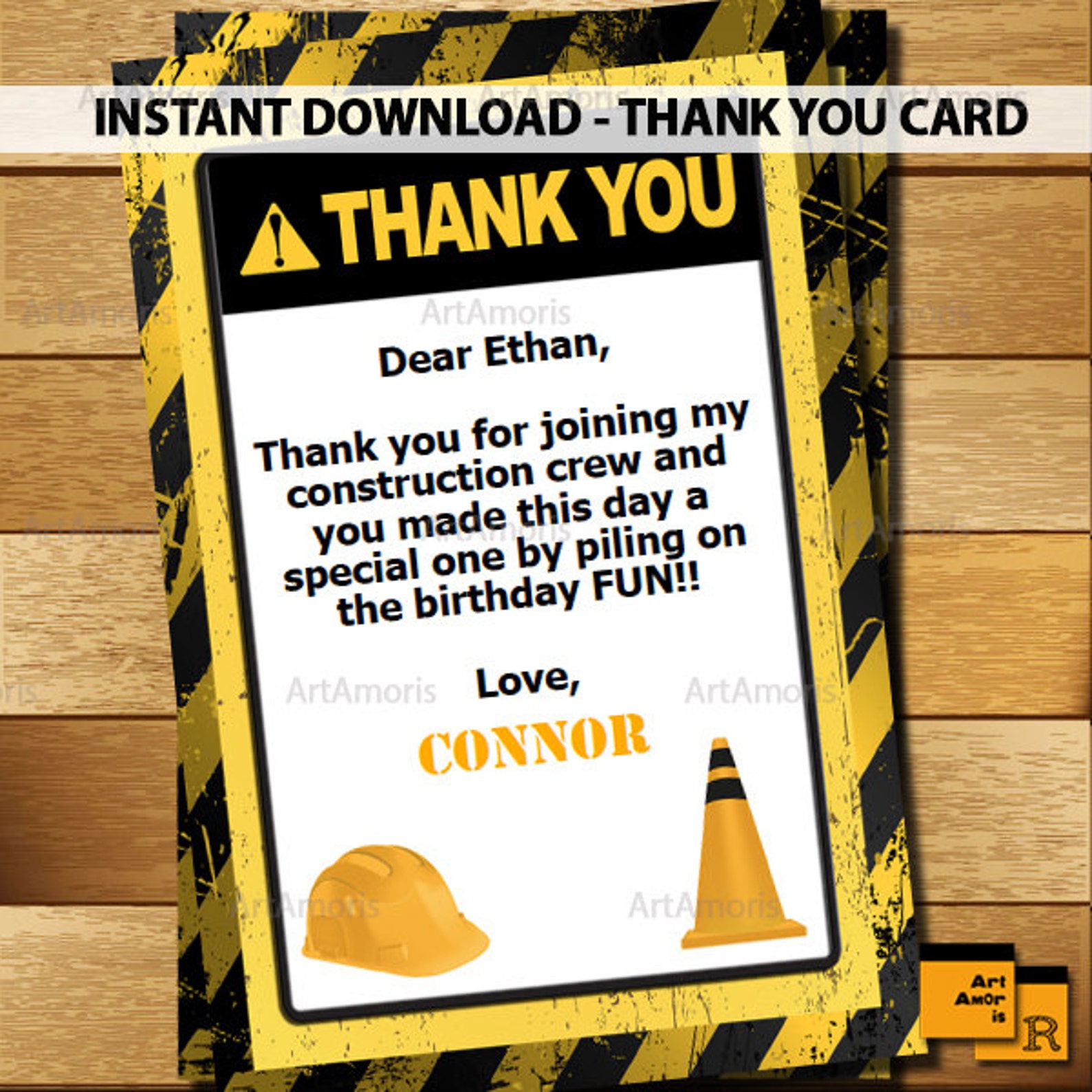 construction-thank-you-caution-thank-you-cards-construction-etsy