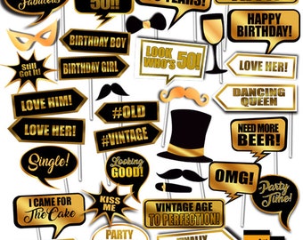 50th Birthday Printable Photo Booth Props INSTANT DOWNLOAD - Etsy