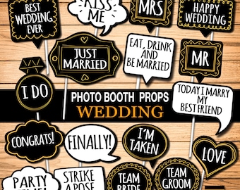 Wedding Photo Booth Props, Wedding Party Printables, Bride Groom Props, Adult Party, Wedding Reception Props, Decor, Instant Download RPP58