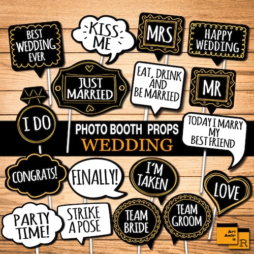 30 PRINTABLE Wedding Photo Booth Props INSTANT DOWNLOAD | Etsy
