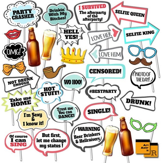 Adult Birthday Photo Booth Props Adult Birthday Party Props Etsy Canada