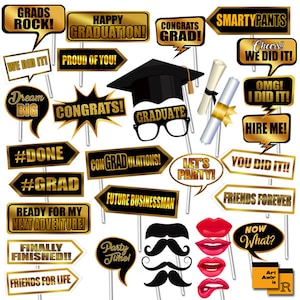 Graduation Photo Booth Props, Graduation Party Printables, Digital ...