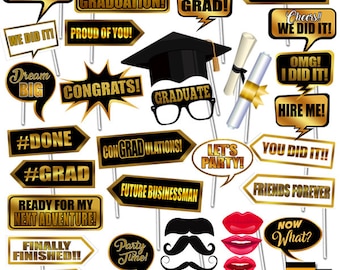 Graduation Photo Booth Props, Graduation Party Printables, Digital Photo Props, Grad Party, Graduation Party Decor, Instant Download RPP10