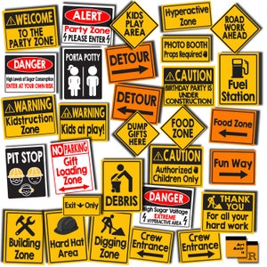Construction Signs, Construction Birthday Party Printables, Construction Road Signs, Instant Download RPS6
