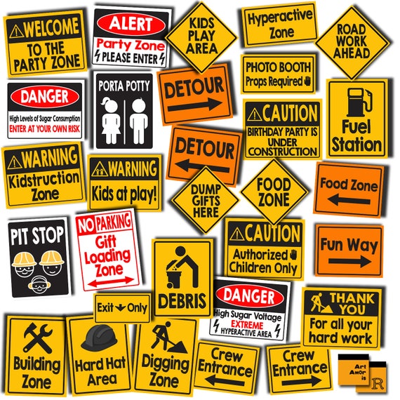 Construction Signs Construction Birthday Party Printables Construction Road Signs Instant Download RPS6