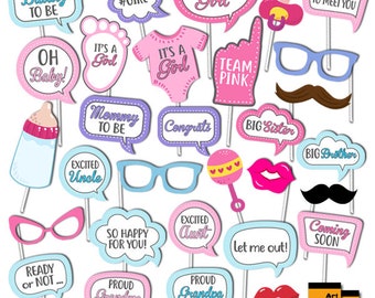Ragazza Baby Shower Photo Booth Props, Stampabili per Baby Shower Party, È una ragazza Celebration Party Props, Baby Shower, Download istantaneo RPP20